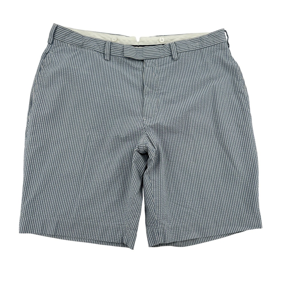 Polo Ralph Lauren Blue White Striped Seersucker Shorts Cotton Prep Mens Size 38